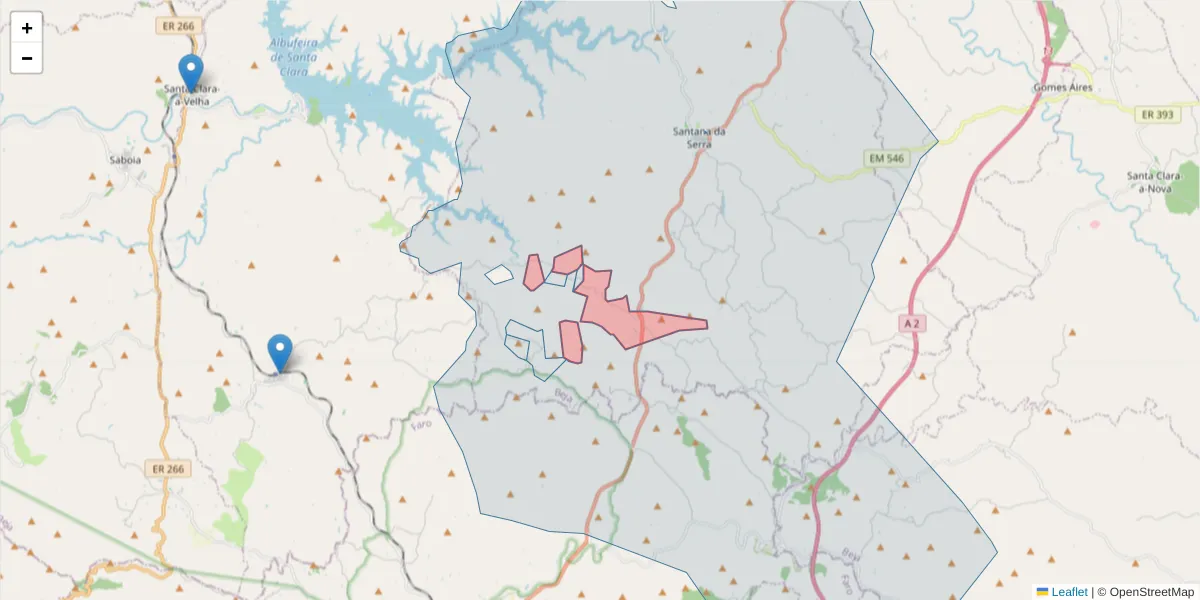 Mapa detalhado do código postal 7670-610 com limites, códigos postais vizinhos e agências dos correios
