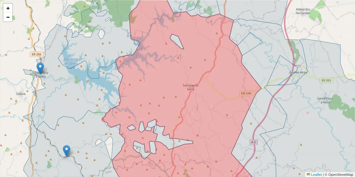 Mapa detalhado do código postal 7670-613 com limites, códigos postais vizinhos e agências dos correios