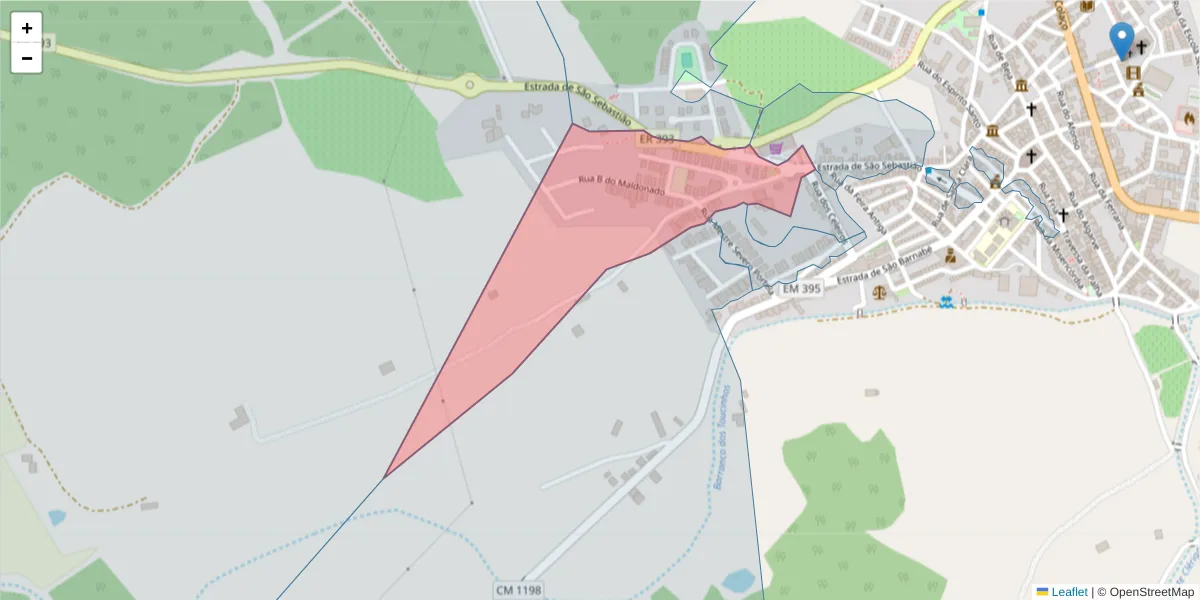 Mapa detalhado do código postal 7700-012 com limites, códigos postais vizinhos e agências dos correios