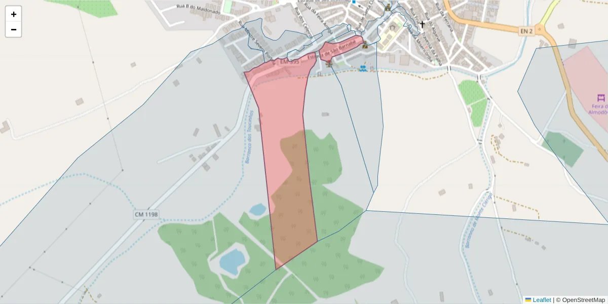 Mapa detalhado do código postal 7700-015 com limites, códigos postais vizinhos e agências dos correios
