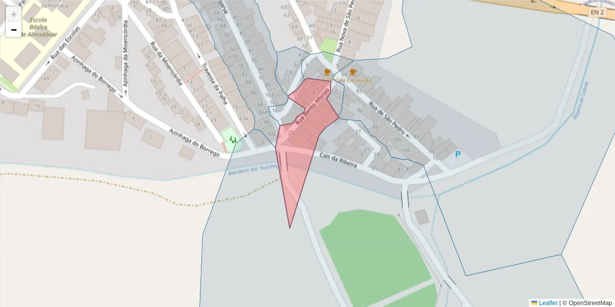 Mapa detalhado do código postal 7700-026 com limites, códigos postais vizinhos e agências dos correios
