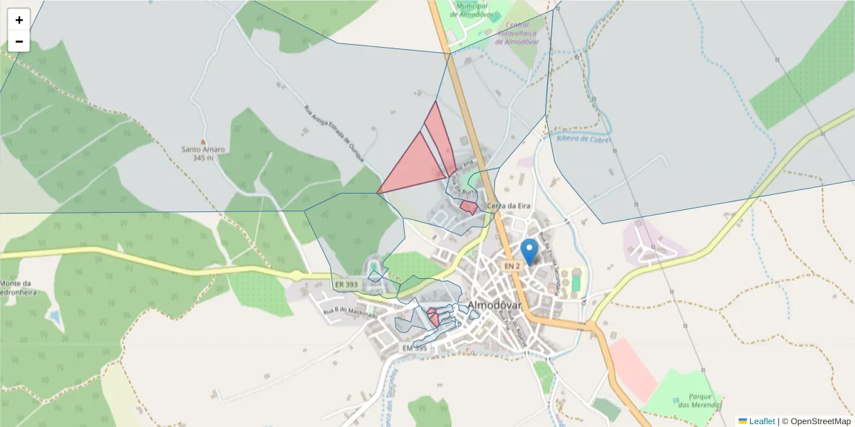 Mapa detalhado do código postal 7700-034 com limites, códigos postais vizinhos e agências dos correios