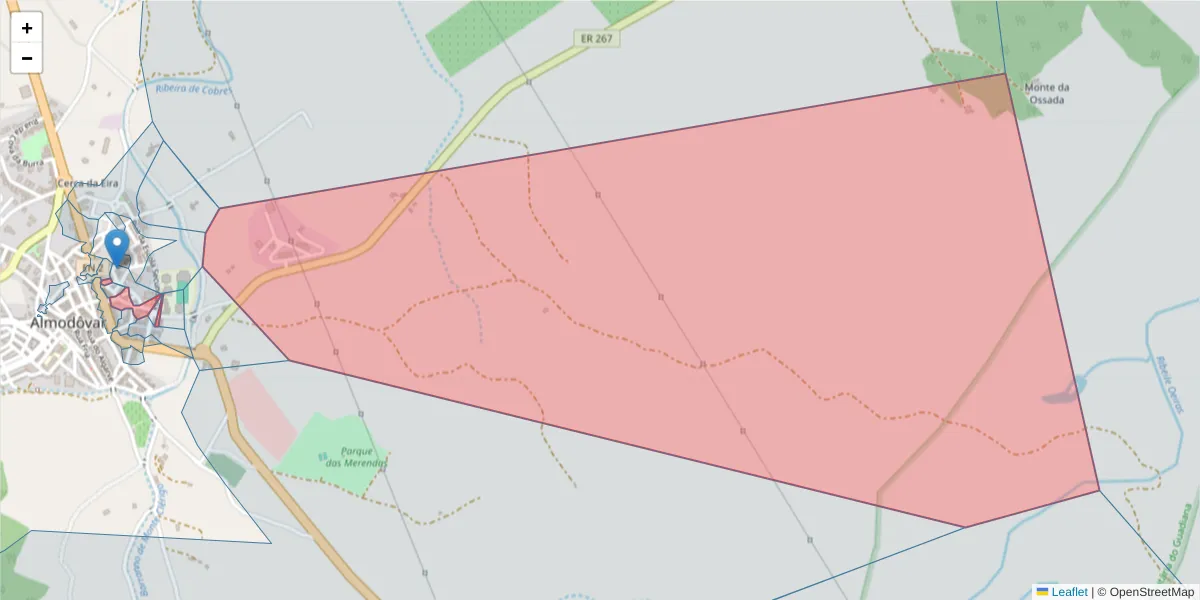 Mapa detalhado do código postal 7700-040 com limites, códigos postais vizinhos e agências dos correios