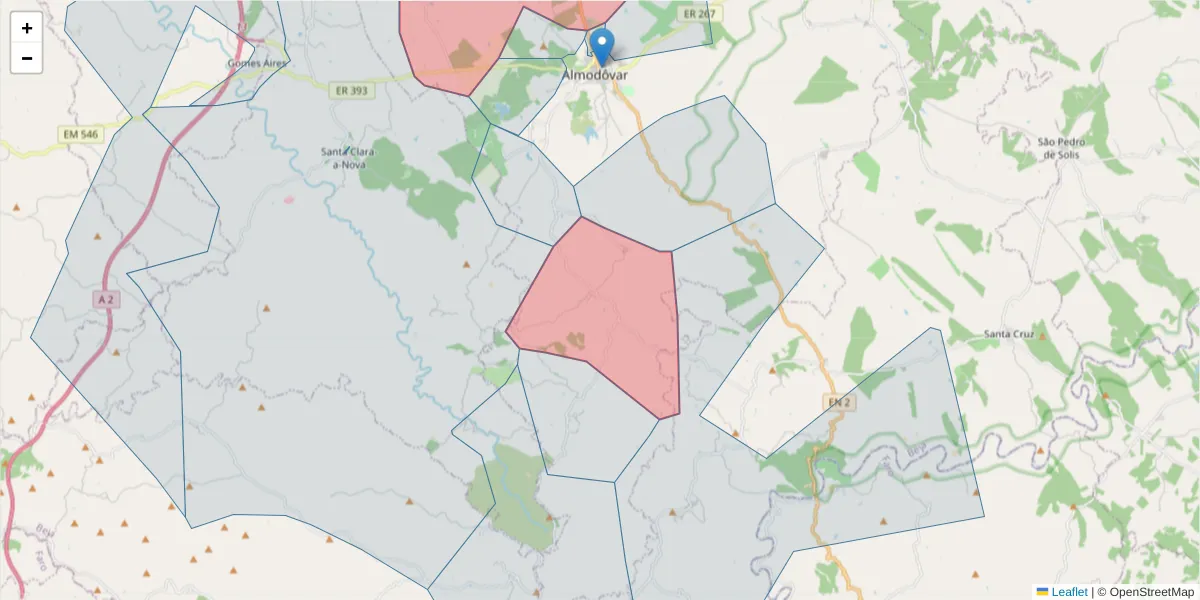 Mapa detalhado do código postal 7700-212 com limites, códigos postais vizinhos e agências dos correios