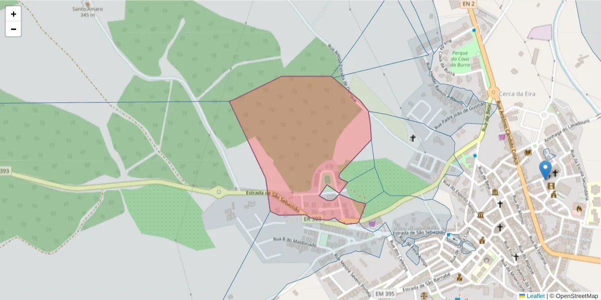 Mapa detalhado do código postal 7700-216 com limites, códigos postais vizinhos e agências dos correios