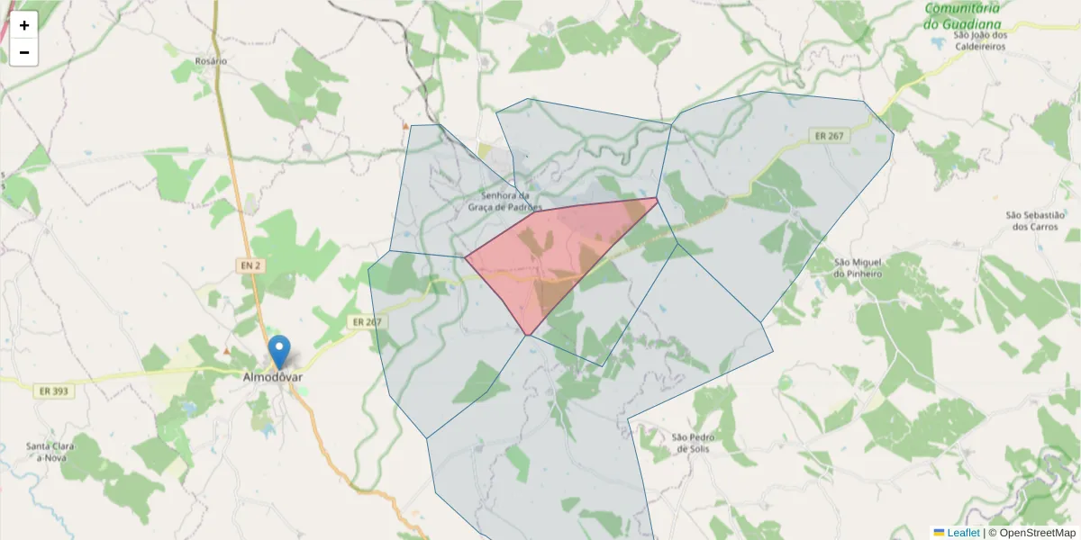 Mapa detalhado do código postal 7700-272 com limites, códigos postais vizinhos e agências dos correios
