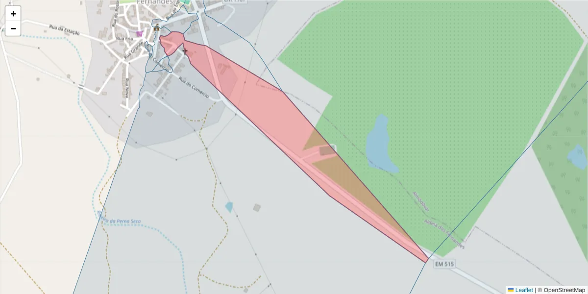 Mapa detalhado do código postal 7700-303 com limites, códigos postais vizinhos e agências dos correios