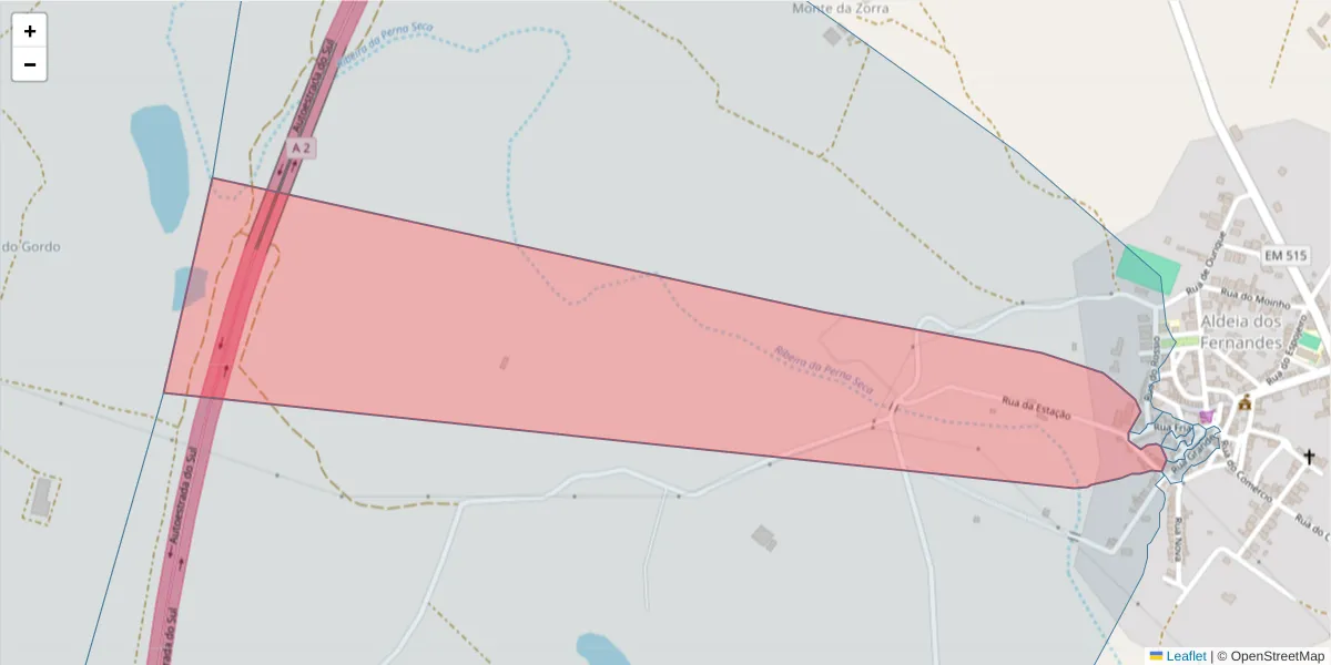 Mapa detalhado do código postal 7700-309 com limites, códigos postais vizinhos e agências dos correios