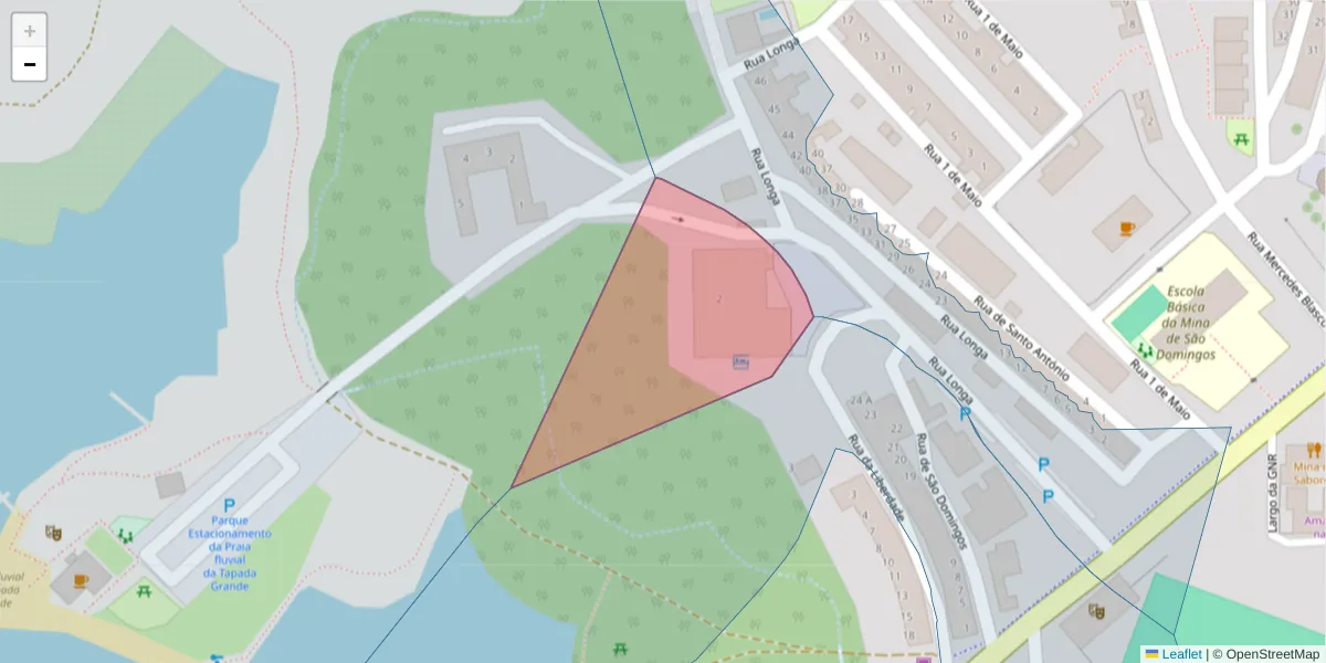 Mapa detalhado do código postal 7750-126 com limites, códigos postais vizinhos e agências dos correios