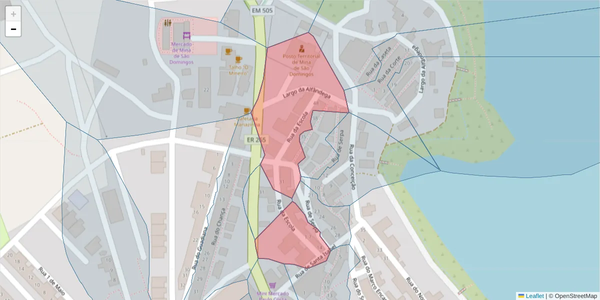 Mapa detalhado do código postal 7750-136 com limites, códigos postais vizinhos e agências dos correios