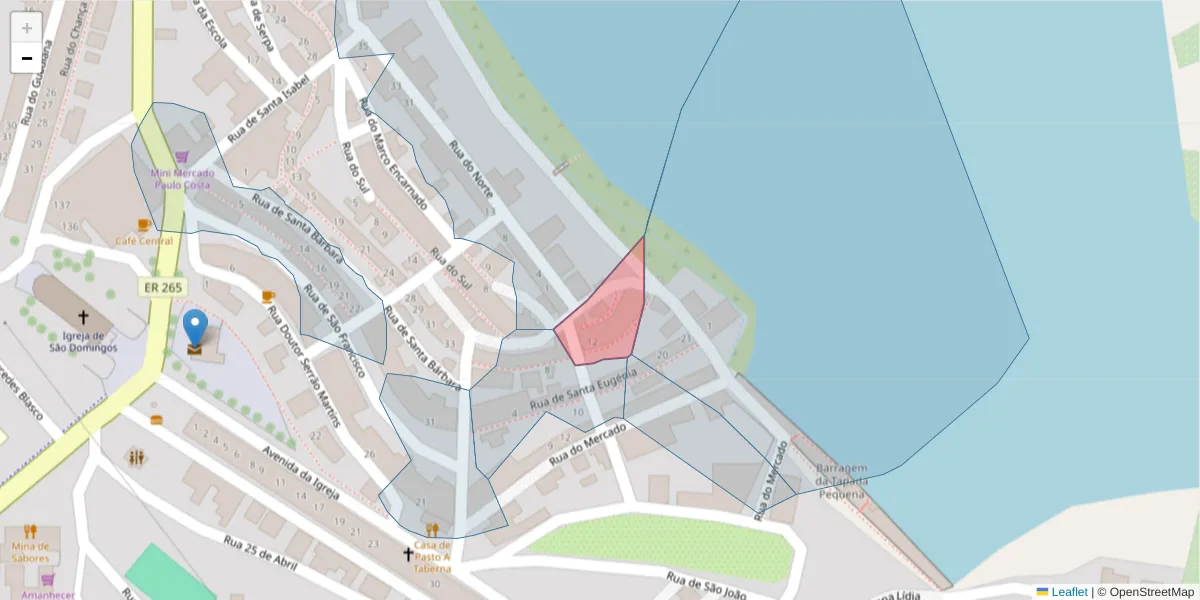 Mapa detalhado do código postal 7750-144 com limites, códigos postais vizinhos e agências dos correios