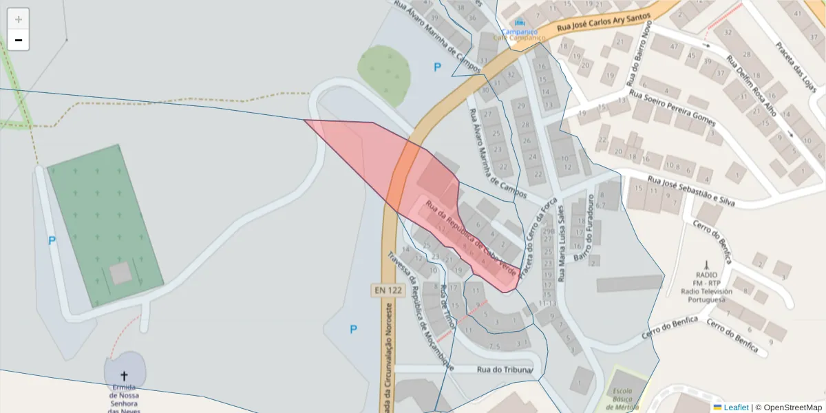Mapa detalhado do código postal 7750-344 com limites, códigos postais vizinhos e agências dos correios