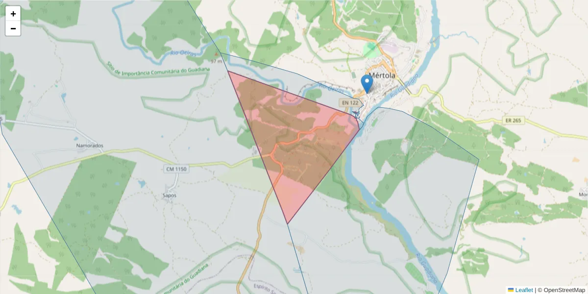 Mapa detalhado do código postal 7750-353 com limites, códigos postais vizinhos e agências dos correios