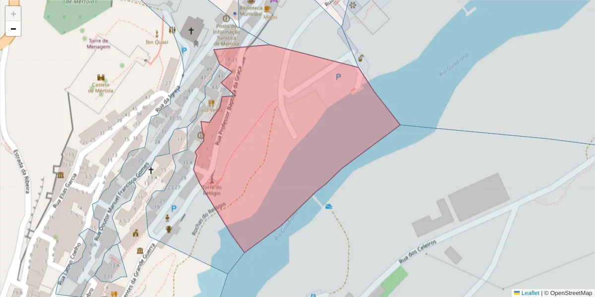 Mapa detalhado do código postal 7750-360 com limites, códigos postais vizinhos e agências dos correios
