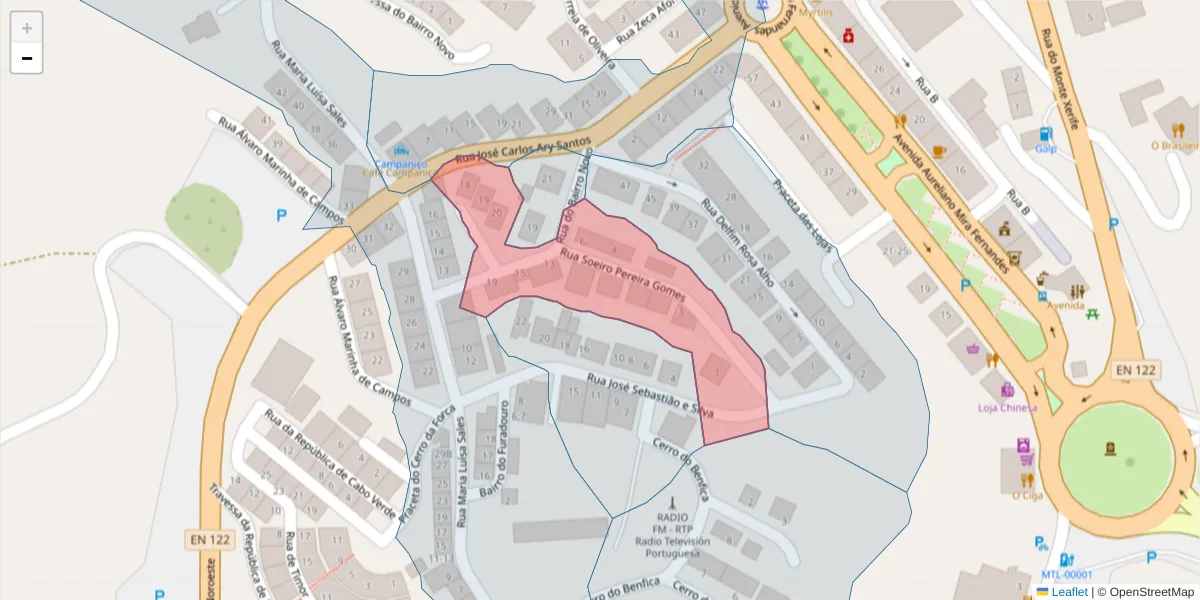 Mapa detalhado do código postal 7750-362 com limites, códigos postais vizinhos e agências dos correios
