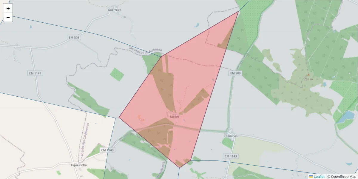 Mapa detalhado do código postal 7750-515 com limites, códigos postais vizinhos e agências dos correios