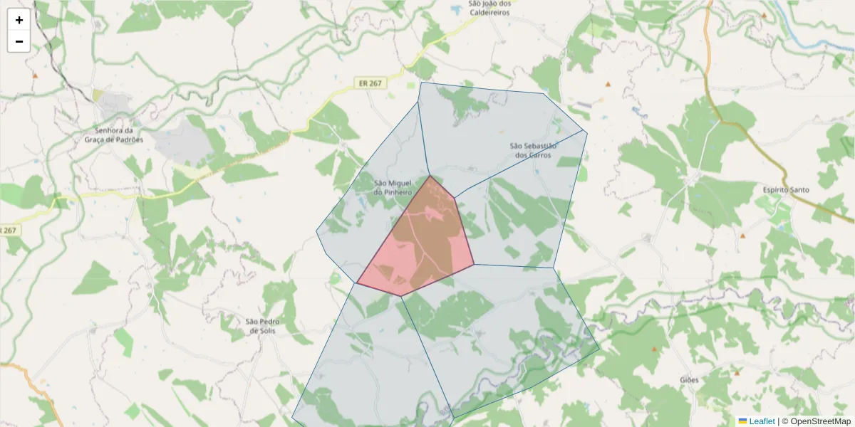 Mapa detalhado do código postal 7750-609 com limites, códigos postais vizinhos e agências dos correios