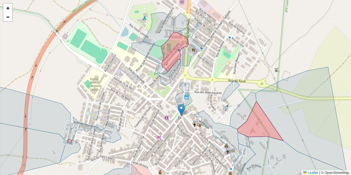 Mapa detalhado do código postal 7780-120 com limites, códigos postais vizinhos e agências dos correios