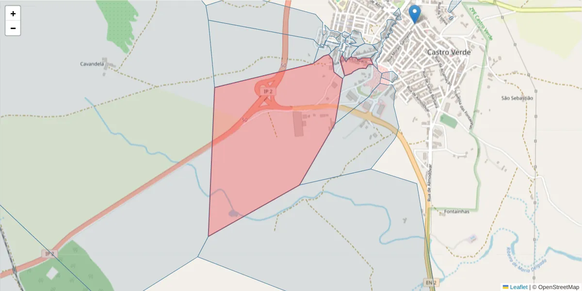 Mapa detalhado do código postal 7780-136 com limites, códigos postais vizinhos e agências dos correios