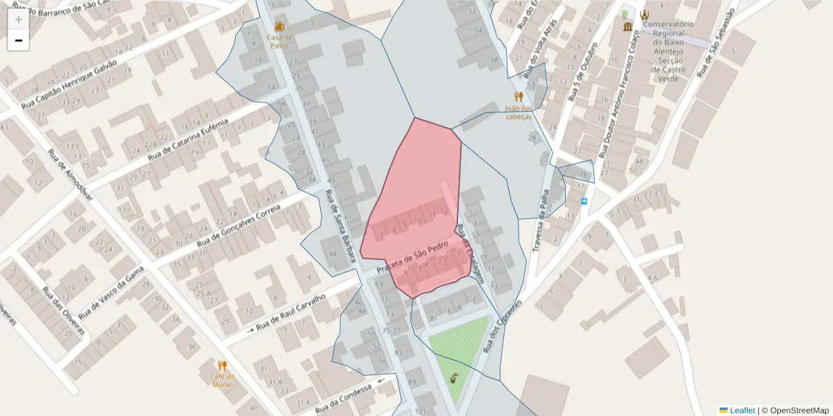 Mapa detalhado do código postal 7780-137 com limites, códigos postais vizinhos e agências dos correios