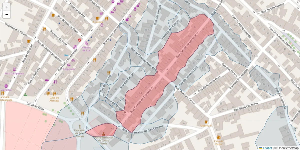 Mapa detalhado do código postal 7780-148 com limites, códigos postais vizinhos e agências dos correios