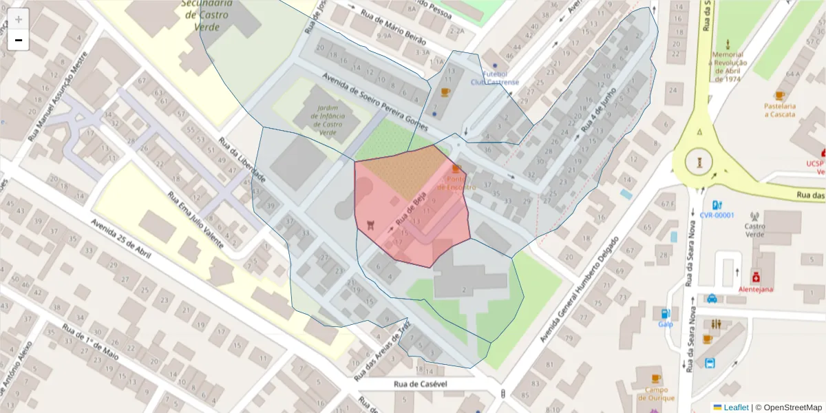 Mapa detalhado do código postal 7780-172 com limites, códigos postais vizinhos e agências dos correios