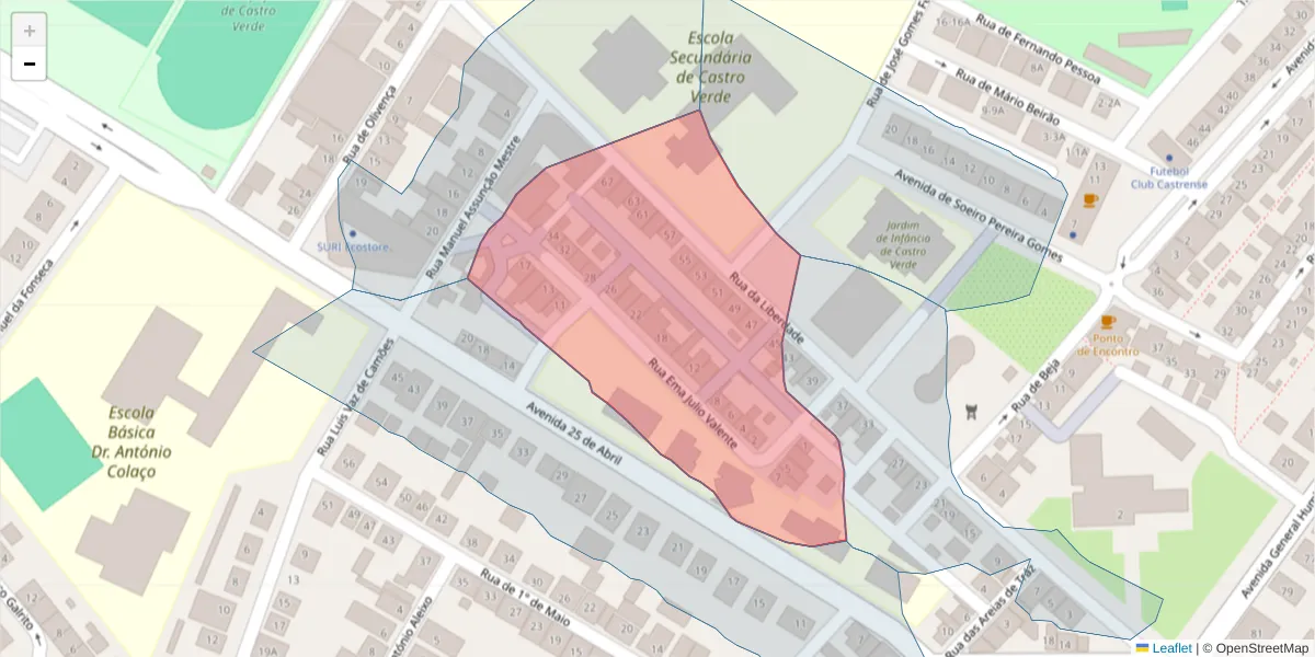 Mapa detalhado do código postal 7780-188 com limites, códigos postais vizinhos e agências dos correios