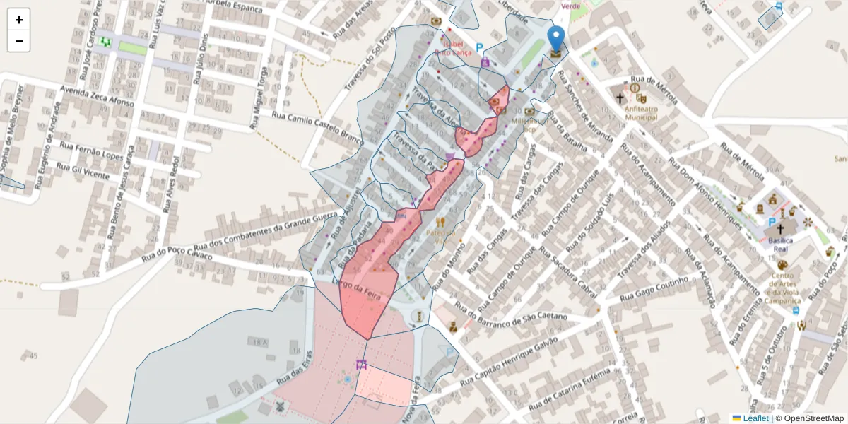 Mapa detalhado do código postal 7780-190 com limites, códigos postais vizinhos e agências dos correios