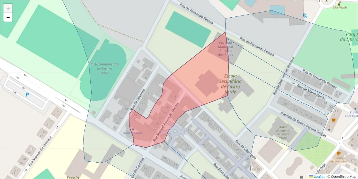 Mapa detalhado do código postal 7780-199 com limites, códigos postais vizinhos e agências dos correios