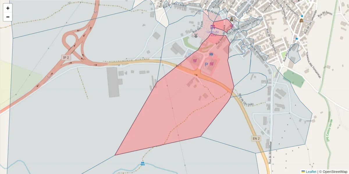 Mapa detalhado do código postal 7780-201 com limites, códigos postais vizinhos e agências dos correios