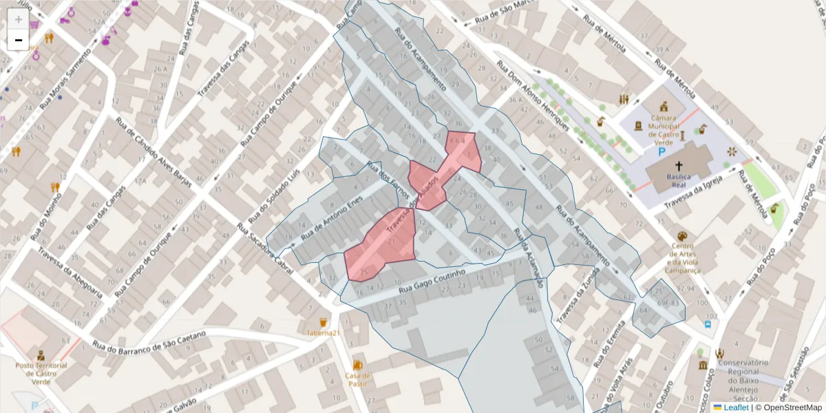 Mapa detalhado do código postal 7780-209 com limites, códigos postais vizinhos e agências dos correios