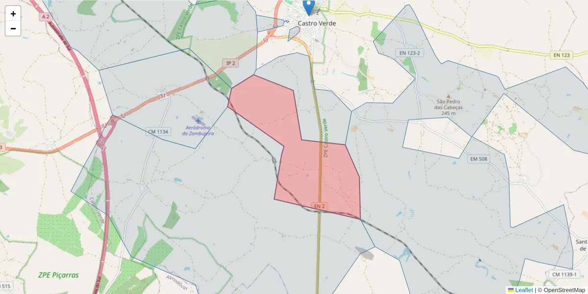 Mapa detalhado do código postal 7780-256 com limites, códigos postais vizinhos e agências dos correios