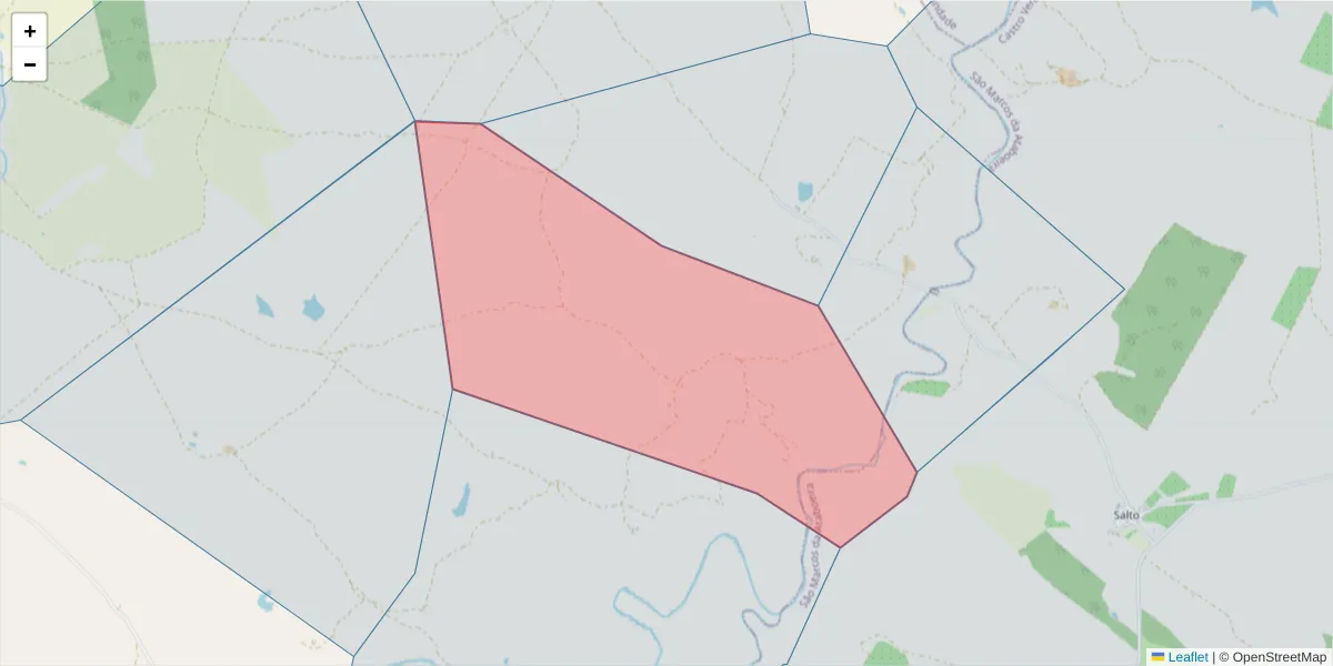 Mapa detalhado do código postal 7780-302 com limites, códigos postais vizinhos e agências dos correios