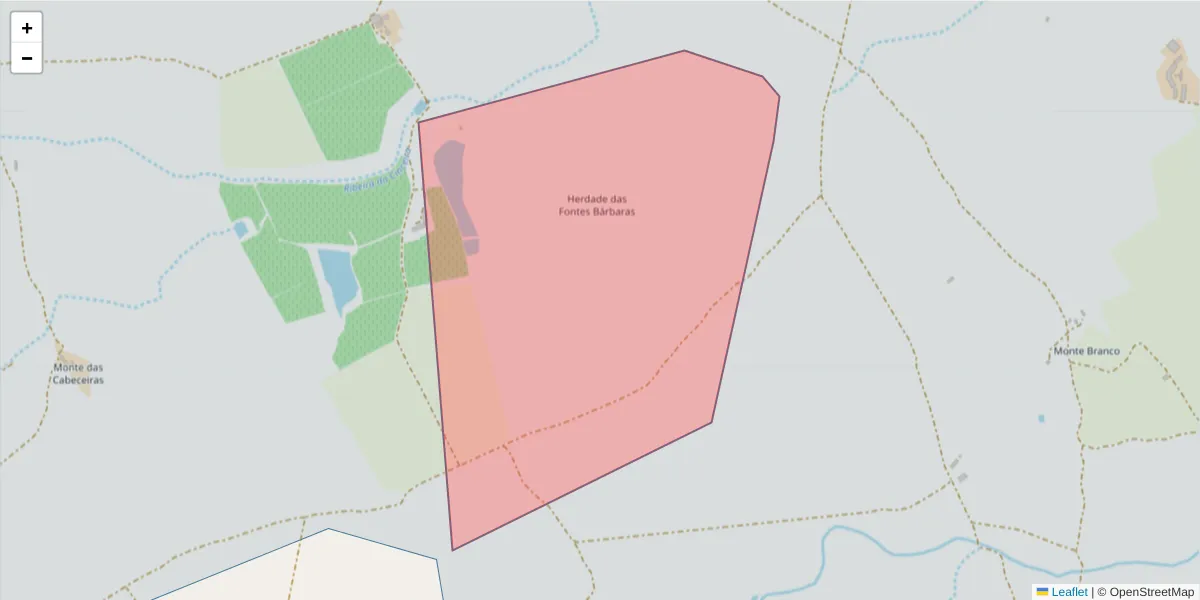 Mapa detalhado do código postal 7780-306 com limites, códigos postais vizinhos e agências dos correios