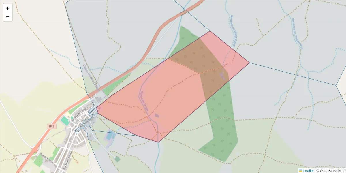Mapa detalhado do código postal 7780-325 com limites, códigos postais vizinhos e agências dos correios