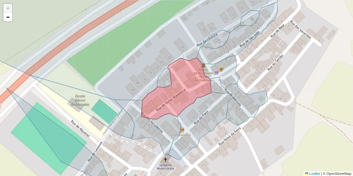 Mapa detalhado do código postal 7780-328 com limites, códigos postais vizinhos e agências dos correios