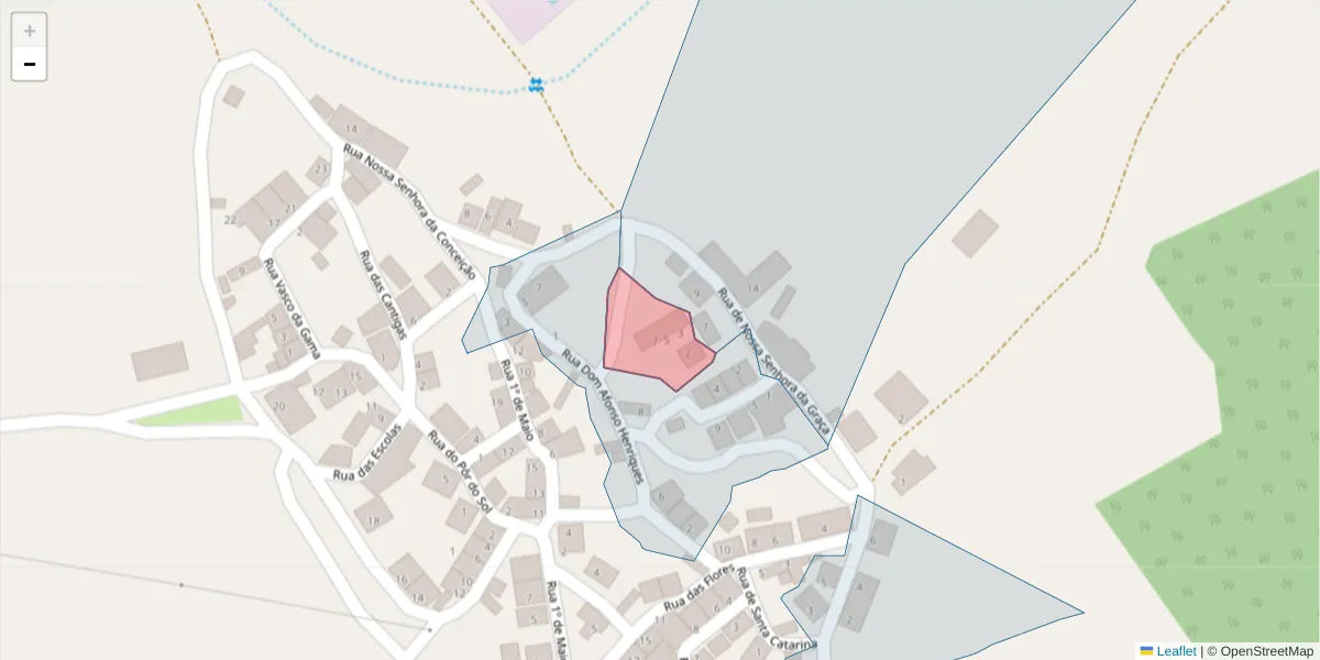 Mapa detalhado do código postal 7780-451 com limites, códigos postais vizinhos e agências dos correios