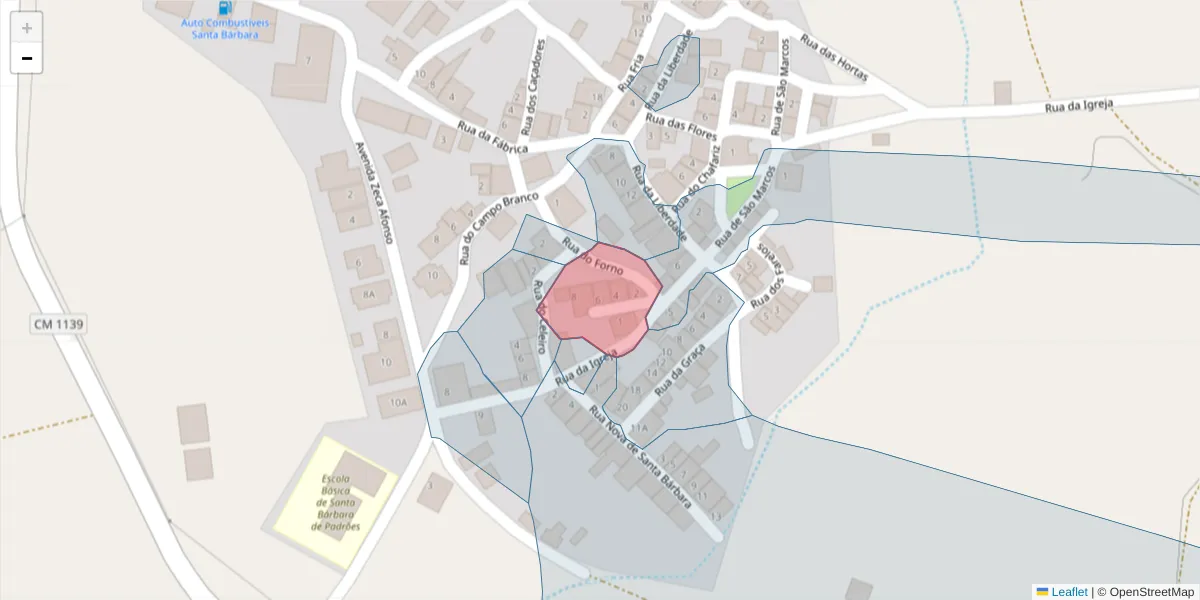 Mapa detalhado do código postal 7780-454 com limites, códigos postais vizinhos e agências dos correios