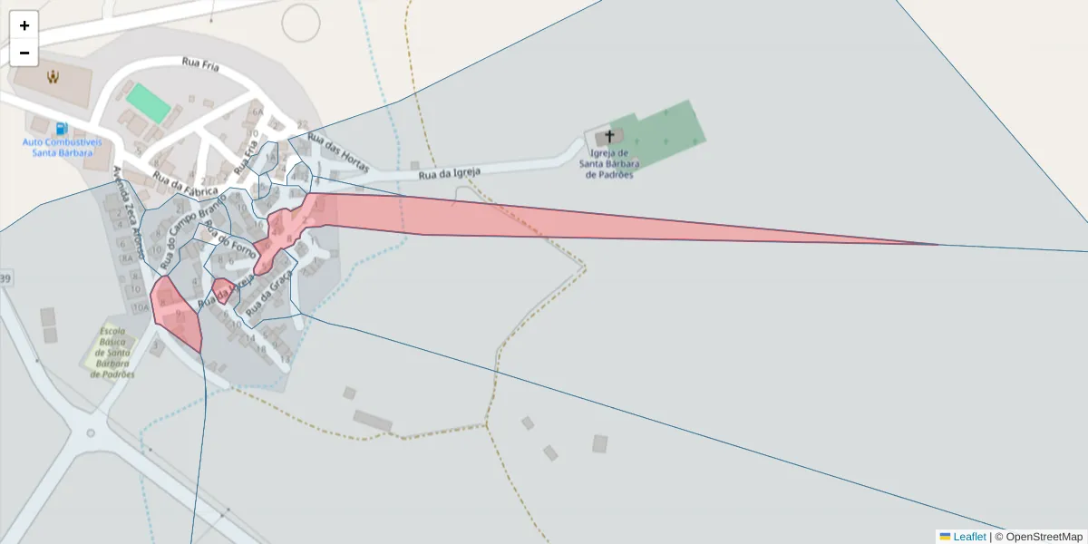 Mapa detalhado do código postal 7780-457 com limites, códigos postais vizinhos e agências dos correios
