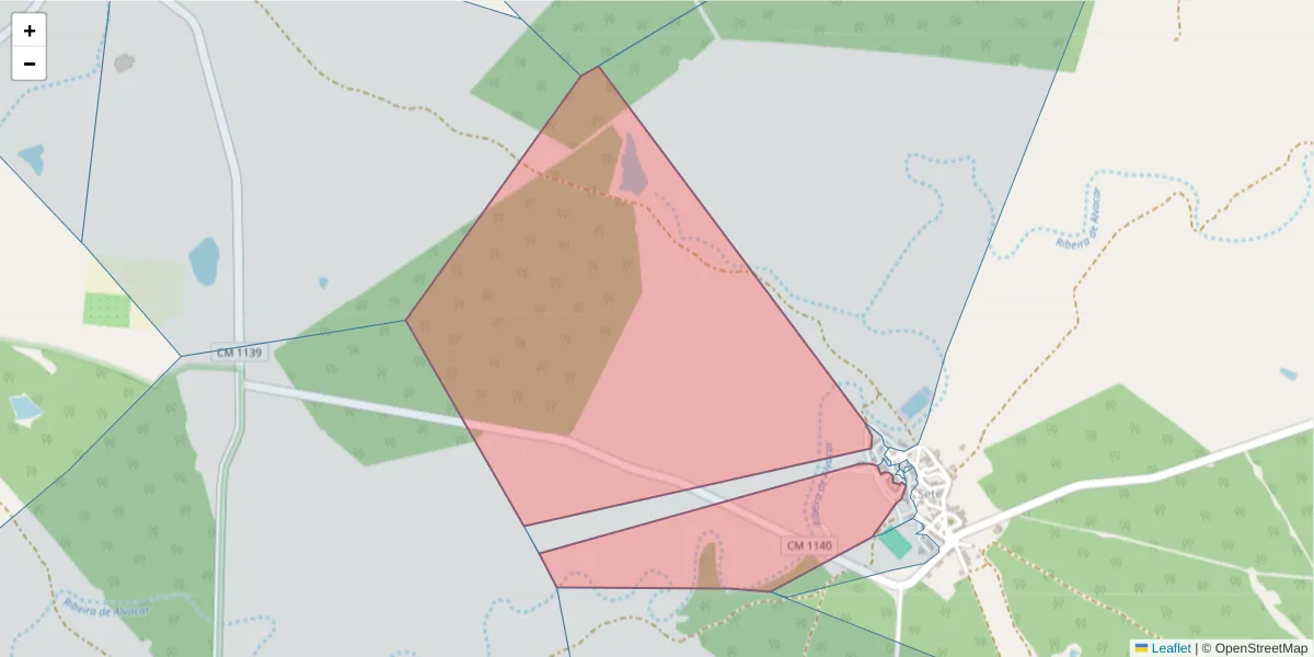 Mapa detalhado do código postal 7780-465 com limites, códigos postais vizinhos e agências dos correios
