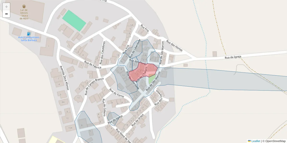 Mapa detalhado do código postal 7780-473 com limites, códigos postais vizinhos e agências dos correios