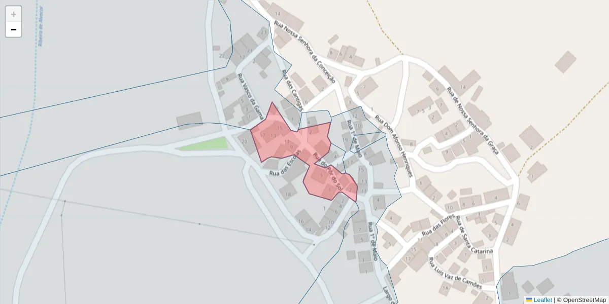 Mapa detalhado do código postal 7780-476 com limites, códigos postais vizinhos e agências dos correios