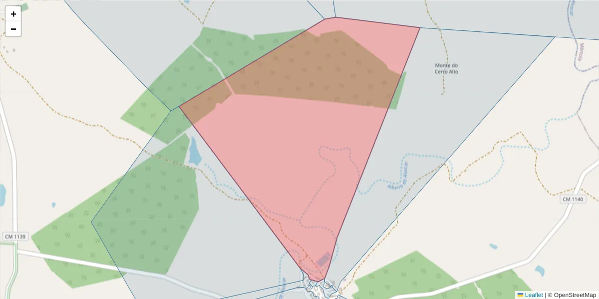 Mapa detalhado do código postal 7780-481 com limites, códigos postais vizinhos e agências dos correios