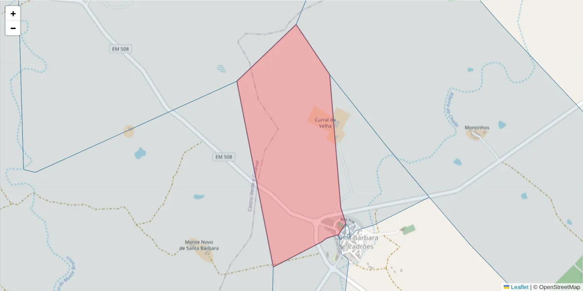 Mapa detalhado do código postal 7780-486 com limites, códigos postais vizinhos e agências dos correios