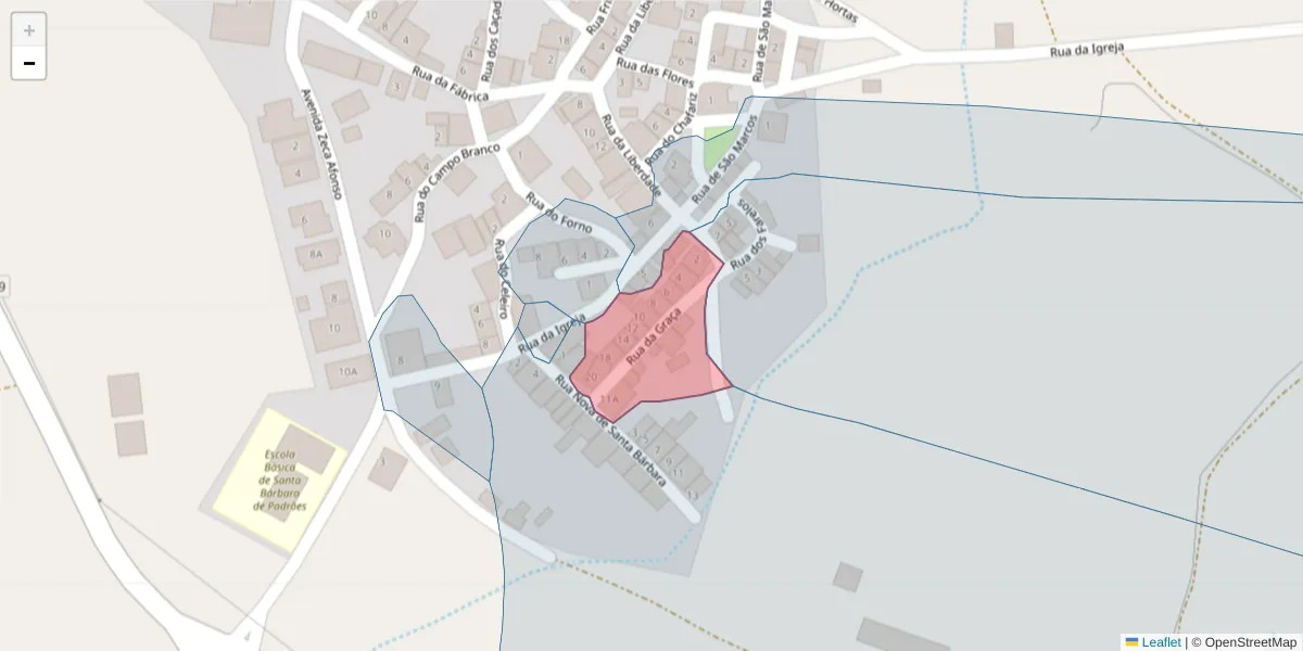 Mapa detalhado do código postal 7780-492 com limites, códigos postais vizinhos e agências dos correios
