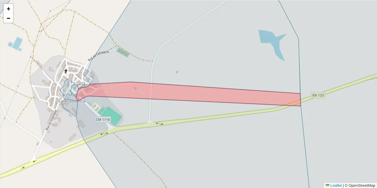 Mapa detalhado do código postal 7780-528 com limites, códigos postais vizinhos e agências dos correios