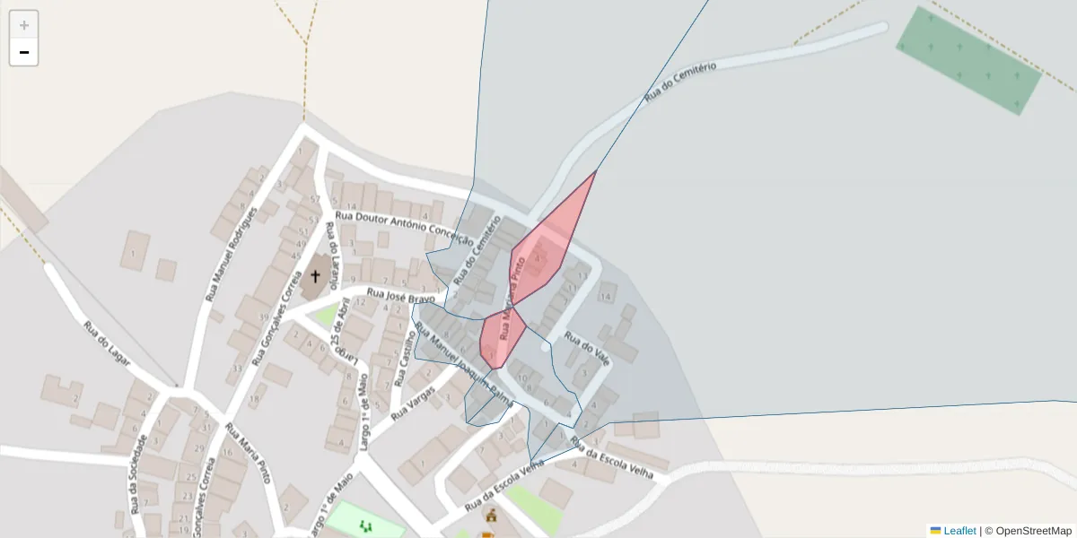 Mapa detalhado do código postal 7780-546 com limites, códigos postais vizinhos e agências dos correios