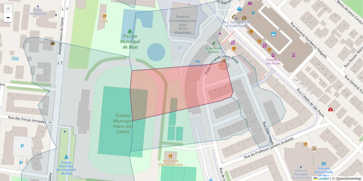 Mapa detalhado do código postal 7800-003 com limites, códigos postais vizinhos e agências dos correios