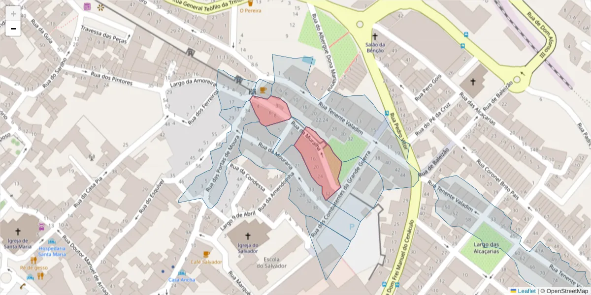 Mapa detalhado do código postal 7800-041 com limites, códigos postais vizinhos e agências dos correios