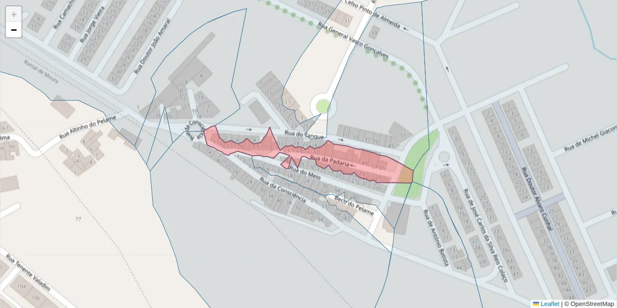 Mapa detalhado do código postal 7800-042 com limites, códigos postais vizinhos e agências dos correios